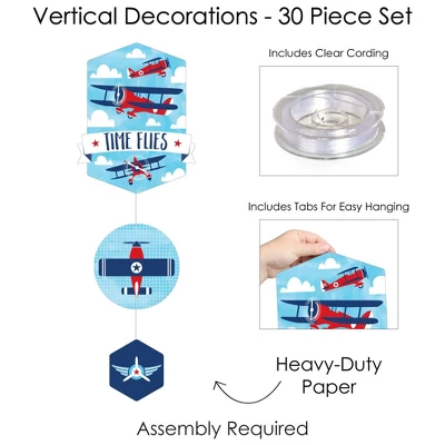 Big Dot Of Happiness Taking Flight - Airplane - Plane Baby Shower Or Birthday Party DIY Dangler Backdrop - Hanging Vertical Decorations - 30 Pieces 6 Big Dot Of Happiness Taking Flight - Airplane - Plane Baby Shower Or Birthday Party DIY Dangler Backdrop - Hanging Vertical Decorations - 30 Pieces - Image 4