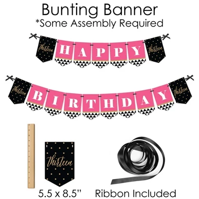Big Dot Of Happiness Chic 13th Birthday - Pink, Black And Gold - Banner And Photo Booth Decorations - Birthday Party Supplies Kit - Doterrific Bundle 5 Big Dot Of Happiness Chic 13th Birthday - Pink, Black And Gold - Banner And Photo Booth Decorations - Birthday Party Supplies Kit - Doterrific Bundle - Image 3