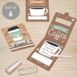 Big Dot Of Happiness But First, Coffee - DIY Assorted Cafe Themed Party Cash Holder Gift - Funny Money Cards - Set Of 6