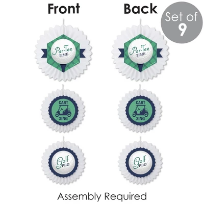 Big Dot Of Happiness Par-Tee Time - Golf - Hanging Birthday Or Retirement Party Tissue Decoration Kit - Paper Fans - Set Of 9 6 Big Dot Of Happiness Par-Tee Time - Golf - Hanging Birthday Or Retirement Party Tissue Decoration Kit - Paper Fans - Set Of 9 - Image 4