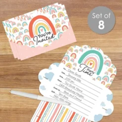 Big Dot Of Happiness Hello Rainbow - Fill-In Cards - Boho Baby Shower And Birthday Party Fold And Send Invitations - Set Of 8