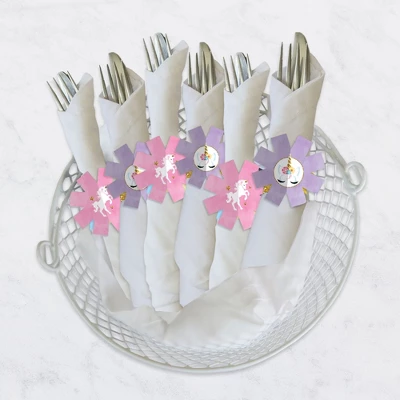 Big Dot Of Happiness Rainbow Unicorn - Magical Unicorn Baby Shower Or Birthday Party Paper Napkin Holder - Napkin Rings - Set Of 24 4 Big Dot Of Happiness Rainbow Unicorn - Magical Unicorn Baby Shower Or Birthday Party Paper Napkin Holder - Napkin Rings - Set Of 24 - Image 2