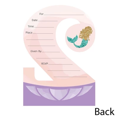 Big Dot Of Happiness 2nd Birthday Let's Be Mermaids - Shaped Fill-in Invitations - Second Birthday Party Invitation Cards With Envelopes - Set Of 12 4 Big Dot Of Happiness 2nd Birthday Let's Be Mermaids - Shaped Fill-in Invitations - Second Birthday Party Invitation Cards With Envelopes - Set Of 12 - Image 2