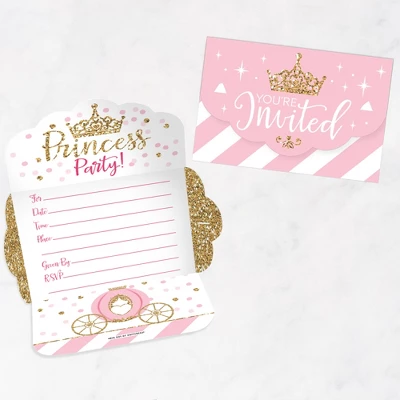 Big Dot Of Happiness Little Princess Crown - Fill-In Cards - Pink And Gold Princess Baby Shower Or Birthday Party Fold And Send Invitations - Set Of 8 8 Big Dot Of Happiness Little Princess Crown - Fill-In Cards - Pink And Gold Princess Baby Shower Or Birthday Party Fold And Send Invitations - Set Of 8 - Image 6