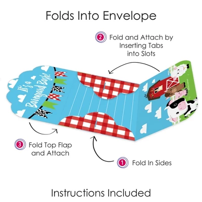 Big Dot Of Happiness Farm Animals - Fill-In Cards - Barnyard Baby Shower Or Birthday Party Fold And Send Invitations - Set Of 8 5 Big Dot Of Happiness Farm Animals - Fill-In Cards - Barnyard Baby Shower Or Birthday Party Fold And Send Invitations - Set Of 8 - Image 3