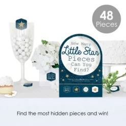 Big Dot Of Happiness Twinkle Twinkle Little Star - Baby Shower Or Birthday Party Scavenger Hunt - 1 Stand And 48 Game Pieces - Hide And Find Game