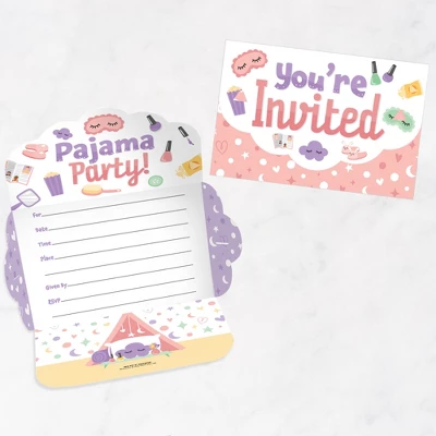 Big Dot Of Happiness Pajama Slumber Party - Fill-In Cards - Girls Sleepover Birthday Party Fold And Send Invitations - Set Of 8 8 Big Dot Of Happiness Pajama Slumber Party - Fill-In Cards - Girls Sleepover Birthday Party Fold And Send Invitations - Set Of 8 - Image 6