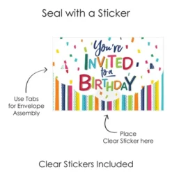 Big Dot Of Happiness Cheerful Happy Birthday - Fill-In Cards - Colorful Birthday Party Fold And Send Invitations - Set Of 8 -Party Planers Store GUEST aaf0645e d458 48dc 84af ab834a65cbef