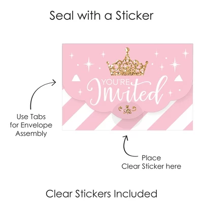 Big Dot Of Happiness Little Princess Crown - Fill-In Cards - Pink And Gold Princess Baby Shower Or Birthday Party Fold And Send Invitations - Set Of 8 6 Big Dot Of Happiness Little Princess Crown - Fill-In Cards - Pink And Gold Princess Baby Shower Or Birthday Party Fold And Send Invitations - Set Of 8 - Image 4