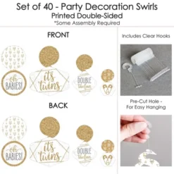 Big Dot Of Happiness It's Twins - Gold Twins Baby Shower Hanging Decor - Party Decoration Swirls - Set Of 40 -Party Planers Store GUEST ae63e655 2790 4d3b 9ce5 432d577b2ec1