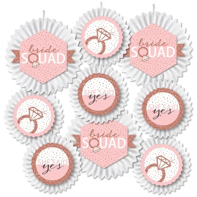 Big Dot Of Happiness Bride Squad - Hanging Rose Gold Bridal Shower Or Bachelorette Party Tissue Decoration Kit - Paper Fans - Set Of 9 3 Big Dot Of Happiness Bride Squad - Hanging Rose Gold Bridal Shower Or Bachelorette Party Tissue Decoration Kit - Paper Fans - Set Of 9