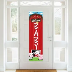 Big Dot Of Happiness Farm Animals - Barnyard Baby Shower Front Door Decoration - Vertical Banner