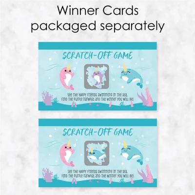 Big Dot Of Happiness Narwhal Girl - Under The Sea Baby Shower Or Birthday Party Game Scratch Off Cards - 22 Count 4 Big Dot Of Happiness Narwhal Girl - Under The Sea Baby Shower Or Birthday Party Game Scratch Off Cards - 22 Count - Image 2