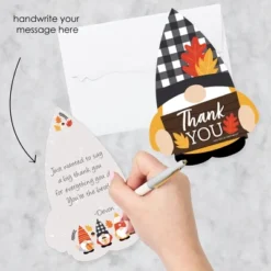 Big Dot Of Happiness Fall Gnomes - Shaped Thank You Cards - Autumn Harvest Party Thank You Note Cards With Envelopes - Set Of 12
