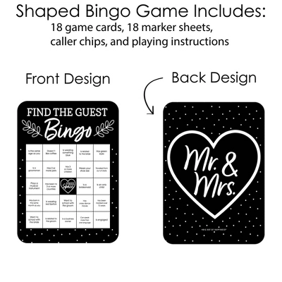 Big Dot Of Happiness Mr. And Mrs. - Find The Guest Bingo Cards And Markers - Black And White Wedding Or Bridal Shower Bingo Game - Set Of 18 4 Big Dot Of Happiness Mr. And Mrs. - Find The Guest Bingo Cards And Markers - Black And White Wedding Or Bridal Shower Bingo Game - Set Of 18 - Image 2