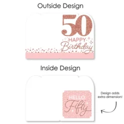 Big Dot Of Happiness 50th Pink Rose Gold Birthday - Happy Birthday Giant Greeting Card - Big Shaped Jumborific Card - 16.5 X 22 Inches -Party Planers Store GUEST af8dad57 dec4 4647 8271 7ee45a20f4f7