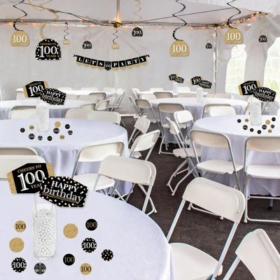 Big Dot Of Happiness Adult 100th Birthday - Gold - Birthday Party Supplies Decoration Kit - Decor Galore Party Pack - 51 Pieces 4 Big Dot Of Happiness Adult 100th Birthday - Gold - Birthday Party Supplies Decoration Kit - Decor Galore Party Pack - 51 Pieces - Image 2