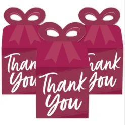 Big Dot Of Happiness Burgundy Elegantly Simple - Square Favor Gift Boxes - Guest Party Favors Bow Boxes - Set Of 12