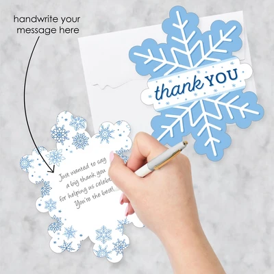 Big Dot Of Happiness Blue Snowflakes - Shaped Thank You Cards - Winter Holiday Party Thank You Note Cards With Envelopes - Set Of 12 3 Big Dot Of Happiness Blue Snowflakes - Shaped Thank You Cards - Winter Holiday Party Thank You Note Cards With Envelopes - Set Of 12