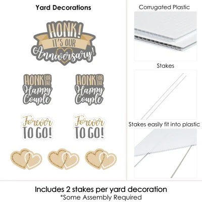 Big Dot Of Happiness Honk, It's Our Anniversary - Yard Sign And Outdoor Lawn Decorations - Gold And Silver Wedding Anniversary Yard Signs - Set Of 8 5 Big Dot Of Happiness Honk, It's Our Anniversary - Yard Sign And Outdoor Lawn Decorations - Gold And Silver Wedding Anniversary Yard Signs - Set Of 8 - Image 3