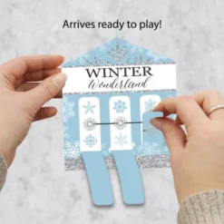 Big Dot Of Happiness Winter Wonderland - Snowflake Holiday Party And Winter Wedding Game Pickle Cards - Pull Tabs 3-in-a-Row - Set Of 12