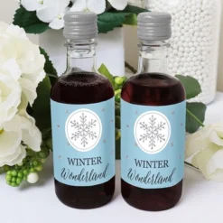 Big Dot Of Happiness Winter Wonderland - Mini Wine And Champagne Bottle Label Stickers - Snowflake Party & Winter Wedding Party Favor Gift - Set Of 16 -Party Planers Store GUEST b4704ba9 ba83 4843 ba9a 8168c261f999