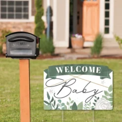 Big Dot Of Happiness Boho Botanical Baby - Greenery Baby Shower Yard Sign Lawn Decorations - Welcome Baby Party Yardy Sign