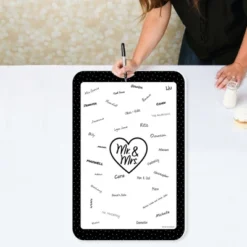 Big Dot Of Happiness Mr. And Mrs. - Guest Book Sign - Black And White Wedding Or Bridal Shower Guestbook Alternative - Signature Mat