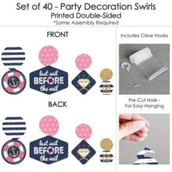 Big Dot Of Happiness Last Sail Before The Veil - Nautical Bachelorette And Bridal Shower Hanging Decor - Party Decoration Swirls - Set Of 40 -Party Planers Store GUEST b7f55297 c74a 4e12 8e21 2472ed698a8d
