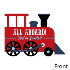 Big Dot Of Happiness Railroad Party Crossing - Shaped Fill-in Invitations - Train Birthday Or Baby Shower Invitation Cards With Envelopes - Set Of 12