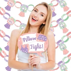 Big Dot Of Happiness Pajama Slumber Party - Banner And Photo Booth Decorations - Girls Sleepover Birthday Party Supplies Kit - Doterrific Bundle