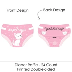 Big Dot Of Happiness Purr-fect Kitty Cat - Diaper Shaped Raffle Ticket Inserts - Kitten Meow Baby Shower Activities - Diaper Raffle Game - Set Of 24