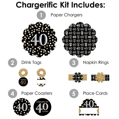 Big Dot Of Happiness Adult 40th Birthday - Gold - Birthday Party Paper Charger & Table Decorations Chargerific Kit For 8 4 Big Dot Of Happiness Adult 40th Birthday - Gold - Birthday Party Paper Charger & Table Decorations Chargerific Kit For 8 - Image 2