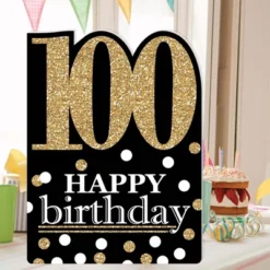 Big Dot Of Happiness Adult 100th Birthday - Gold - Happy Birthday Giant Greeting Card - Big Shaped Jumborific Card