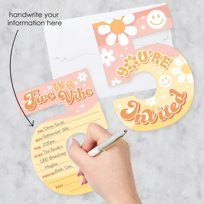 Big Dot Of Happiness Five Is A Vibe - Shaped Fill-In Invitations - Boho Hippie Fifth Birthday Party Invitation Cards With Envelopes - Set Of 12 3 Big Dot Of Happiness Five Is A Vibe - Shaped Fill-In Invitations - Boho Hippie Fifth Birthday Party Invitation Cards With Envelopes - Set Of 12