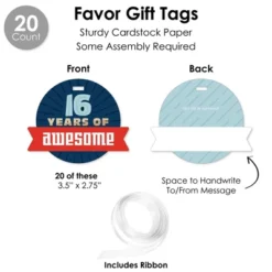 Big Dot Of Happiness Boy 16th Birthday - Sweet Sixteen Birthday Party Favors And Cupcake Kit - Fabulous Favor Party Pack - 100 Pieces -Party Planers Store GUEST bb5b035c 57c7 4222 b63a 8c18b0dfc0b3