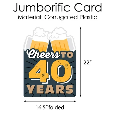 Big Dot Of Happiness Cheers And Beers To 40 Years - Happy Birthday Giant Greeting Card - Big Shaped Jumborific Card 5 Big Dot Of Happiness Cheers And Beers To 40 Years - Happy Birthday Giant Greeting Card - Big Shaped Jumborific Card - Image 3