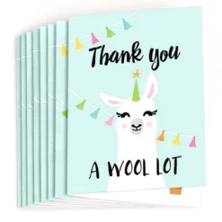 Big Dot Of Happiness Whole Llama Fun - Llama Fiesta Baby Shower Or Birthday Party Thank You Cards (8 Count)