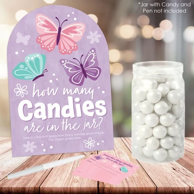 Big Dot Of Happiness Beautiful Butterfly - How Many Candies Floral Baby Shower Or Birthday Party Game - 1 Stand And 40 Cards - Candy Guessing Game 3 Big Dot Of Happiness Beautiful Butterfly - How Many Candies Floral Baby Shower Or Birthday Party Game - 1 Stand And 40 Cards - Candy Guessing Game