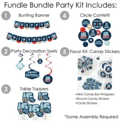 Big Dot Of Happiness Boy 16th Birthday - Sweet Sixteen Birthday Party Supplies - Banner Decoration Kit - Fundle Bundle