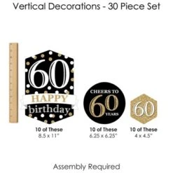Big Dot Of Happiness Adult 60th Birthday - Gold - Birthday Party DIY Dangler Backdrop - Hanging Vertical Decorations - 30 Pieces -Party Planers Store GUEST c017405f c131 4ea7 9886 d77e81572d19