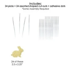 Big Dot Of Happiness Gold Glitter Bunnies - No-Mess Real Glitter Dessert Cupcake Toppers - Hippity Hoppity Easter Party Clear Treat Picks - Set Of 24 -Party Planers Store GUEST c0535d15 f755 4dff a937 d83defd7a95e