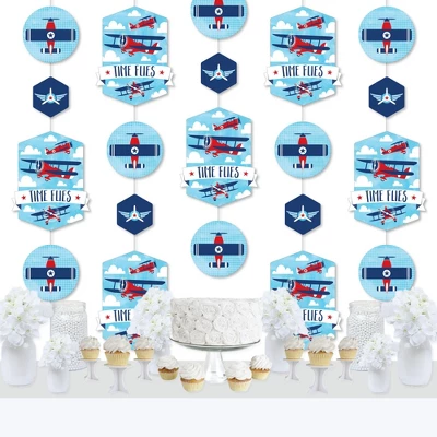 Big Dot Of Happiness Taking Flight - Airplane - Plane Baby Shower Or Birthday Party DIY Dangler Backdrop - Hanging Vertical Decorations - 30 Pieces 3 Big Dot Of Happiness Taking Flight - Airplane - Plane Baby Shower Or Birthday Party DIY Dangler Backdrop - Hanging Vertical Decorations - 30 Pieces
