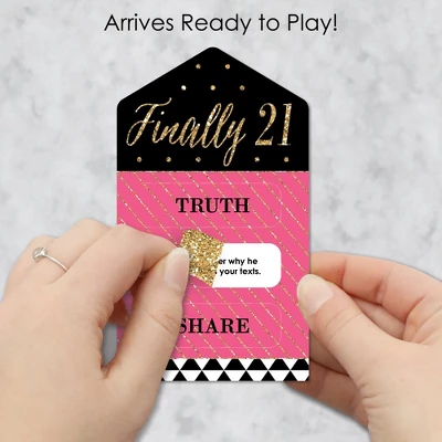 Big Dot Of Happiness Finally 21 Girl - 21st Birthday Party Game Pickle Cards - Truth, Dare, Share Pull Tabs - Set Of 12 3 Big Dot Of Happiness Finally 21 Girl - 21st Birthday Party Game Pickle Cards - Truth, Dare, Share Pull Tabs - Set Of 12