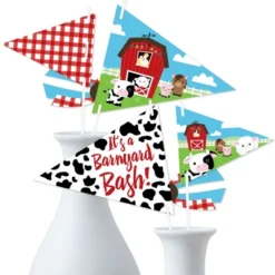 Big Dot Of Happiness Farm Animals - Triangle Barnyard Baby Shower Or Birthday Party Photo Props - Pennant Flag Centerpieces - Set Of 20 -Party Planers Store GUEST c1d0ea54 ebe1 4b2e 89f2 b9a43882d211
