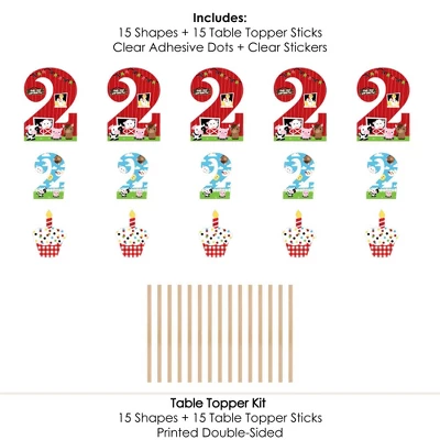 Big Dot Of Happiness 2nd Birthday Farm Animals - Barnyard Second Birthday Party Centerpiece Sticks - Table Toppers - Set Of 15 7 Big Dot Of Happiness 2nd Birthday Farm Animals - Barnyard Second Birthday Party Centerpiece Sticks - Table Toppers - Set Of 15 - Image 5