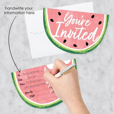 Big Dot Of Happiness Sweet Watermelon - Shaped Fill-In Invitations - Fruit Party Invitation Cards With Envelopes - Set Of 12 3 Big Dot Of Happiness Sweet Watermelon - Shaped Fill-In Invitations - Fruit Party Invitation Cards With Envelopes - Set Of 12