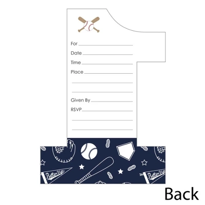 Big Dot Of Happiness 1st Birthday Batter Up - Baseball - Shaped Fill-in Invitations - First Birthday Party Invitation Cards With Envelopes - Set Of 12 4 Big Dot Of Happiness 1st Birthday Batter Up - Baseball - Shaped Fill-in Invitations - First Birthday Party Invitation Cards With Envelopes - Set Of 12 - Image 2