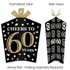 Big Dot Of Happiness Adult 60th Birthday - Gold - Table Decorations - Birthday Party Fold And Flare Centerpieces - 10 Count