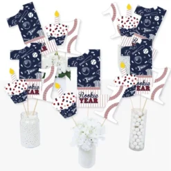 Big Dot Of Happiness 1st Birthday Batter Up - Baseball - First Birthday Party Centerpiece Sticks - Table Toppers - Set Of 15